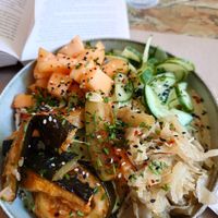 Quinoa, eggplant, cucumber and stuff. at La Clairiere in Lille