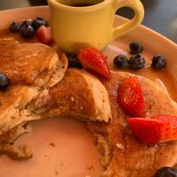 These are the vegan pancakes. They’re so fluffy and  airy. They leave a small taste of vanilla and sweetness. So good!  at Snooze in Katy