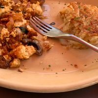 This is the vegan scramble.  They are so good because you can choose a variety of veggies for it. Very yummy!  at Snooze in Katy