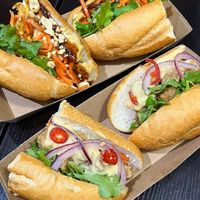 Cheesy vegan chicken and Peking style tofu Bánh Mì  at Le Vietnam Cafe in Perth