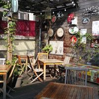 terrace at the back upstairs at Mosquito Coast in Ghent