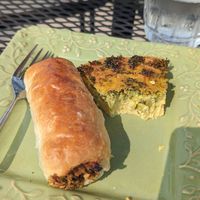 Just egg frittata and vegan pig in a blanket at Way Cup Cafe in Holland