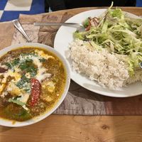 Tikkha Marsala Vegetable with rice and salad   at The Red Dot Kitchen in Wurtsboro