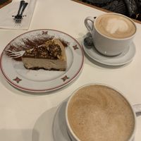 Peanut butter cheesecake and oat milk lattes! at  Cafe Landwer in Vaughan