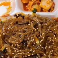 Japchae sweet potato noodles at Seoul USA Korean Restaurant in Salina