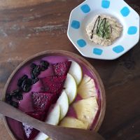 smoothie bowl without granola😡and matcha cookie at Vegan Bali in Kuta