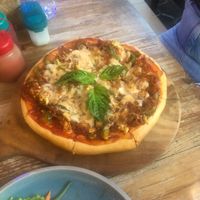 Vegan pizza with cheez  at Vegan Bali in Kuta