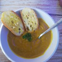 Pumpkin soup at Vegan Bali in Kuta