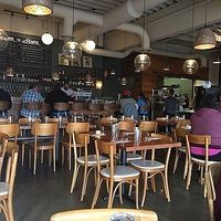 Lots of comfortable seating at Hearth Artisan Pizza in Anchorage