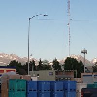 View of the mountains at Hearth Artisan Pizza in Anchorage