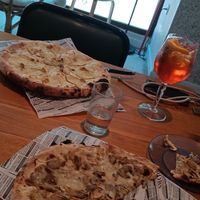 Pear pizza and Funghi truffle, YUM! at Lopez and Lopez in Madrid