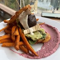 Vegan tower burger   at Two Buoys Bistro in St Julians