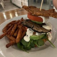 Tittybong tower with amazing sweet potato fries  at Two Buoys Bistro in St Julians