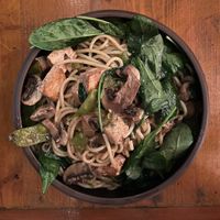 springvale spaghetti with mushrooms  at Two Buoys Bistro in St Julians