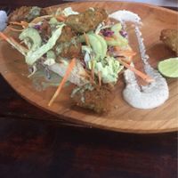 Falafel on sourdough bread (they ran out of pita) at Bukit Cafe in Pecatu