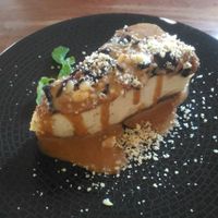 Vegan raw peanut butter and chocolate cheesecake at Bukit Cafe in Pecatu