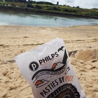 Vegan pasty at Hayle beach at Philp's Famous Pasties in Hayle