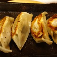 Gyozas filled with vegetables accompanied with ginger sauce at Itoya in Matsumoto