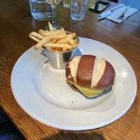 Moving Mountains burger with added vegan cheese   at Home in Manchester