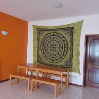 Shared dining room at Simabo's Backpackers' Hostel in Mindelo