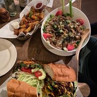 The vegan sandwich and vegan Thai salad. This is the 20 cm sandwich. Also the Italian fries without the cheese. Ask for no white sauce too!  at El Gringo y la Gorda  in Latacunga