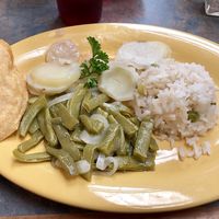 Nopales, rice, potatoes, and corn tortillas at Soy Salud in Guerrero Negro
