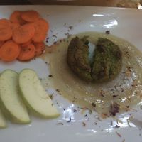 Pea flan with leek sauce at OH Ficomaeco in Brescia