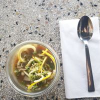 "Asian style noodle soup" with zucchini noodles at InStock in The Hague