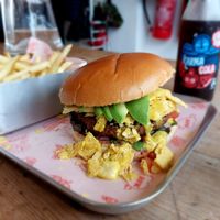 Nachos Moving Mountains burger at Happy Friday Kitchen  in Oxford