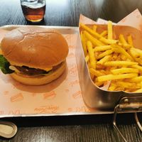 Cheeze burger and fries meal at Happy Friday Kitchen  in Oxford