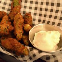 Deep fried pickles at Happy Friday Kitchen  in Oxford