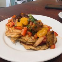 Smoked seitan pancakes  at Happy Friday Kitchen  in Oxford