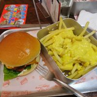 Seitan burger and cheesy fries 🤤 at Happy Friday Kitchen  in Oxford