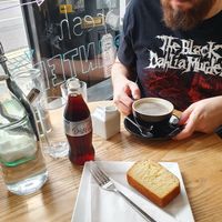 Lemon loaf cake and a few drinks at Bean Social in Durham