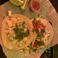 Potato taco and chorizo taco.  at El Burro - Regent Square in Pittsburgh