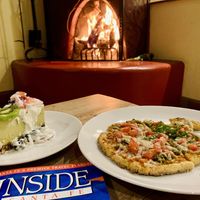 gf pizza + vegan mozzarella and key lime pie at Santa Fe Oxygen and Healing Bar Apothecary in Santa Fe