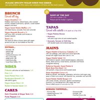 Vegan Menu at Orto Lounge in Evesham