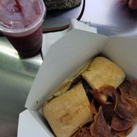Berry smoothie and the vegan cheese steak! So good! at Fitfuel Cafe in Canton