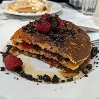 my pancakes (oreos, raspberries and maple syrup) at POG - Bachelor's Walk in Dublin