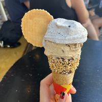 Vegan cone 🍦 salted Oreo and almond coffee choc.   at Otello in Tel Aviv