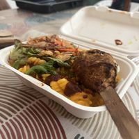 Kimchi Mac’n’cheese and Mushroom skewer  at My Goodness in Cork