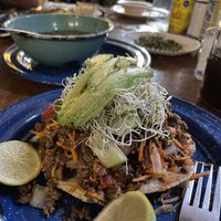 Tostada de ceviche de soya! ABSOLUTELY DELICIOUS !! My fiancé is not vegan & he says it taste just like ceviche 10/10 at Trece Lunas in Monterrey