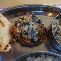 L-R - Kodamelagai Bajji, Keerai vada, Cabbage Poriyal #Veganuary at Dosa Kitchen in Newcastle Upon Tyne