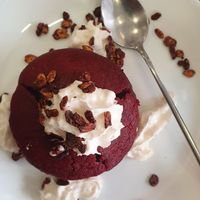 Red velvet cake at Aujourd'hui Demain Cafe in Paris