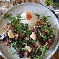 No mozza with mushrooms and gluten free bread. It might seem like a not very juicy dish, but I can assure you every texture and flavour was perfectly balanced! at Aujourd'hui Demain Cafe in Paris
