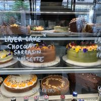 Sweet counter  at Aujourd'hui Demain Cafe in Paris