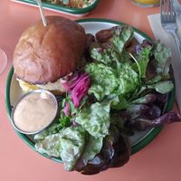 Cali burger, very cool, very little potatoes ... at Aujourd'hui Demain Cafe in Paris