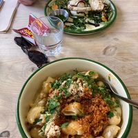 Mac n cheese and doughball main (dough ball main was quite small so be aware) at Aujourd'hui Demain Cafe in Paris