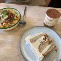 White choc cake and tiramisu  at Aujourd'hui Demain Cafe in Paris