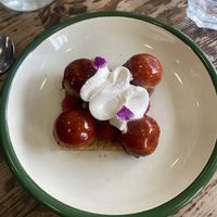 Rhubarb raspberry framboise - heavenly!!!  at Aujourd'hui Demain Cafe in Paris